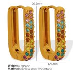 color: EH315 Multicolor Rhinestone Gold Earrings