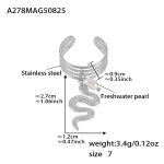 color: A278-Steel Color Four Layer Open Serpentine Ring / size: One US 7