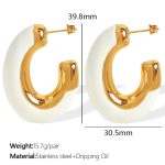 color: EH720 White Enamel Gold Earrings