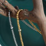 Chinese Fashionable Stainless Steel Gold-Plated Beaded Personalized Necklace Exquisite Bracelet Zircon Pendant Jewelry Set