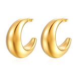color: Big Moon Hollow Earrings Gold