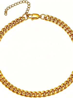 Stainless Steel Cuban Link Chain Necklace Sweater Chain Men's Square Buckle Collar Ornament