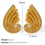 color: EH813 White Rhinestone Gold Earrings