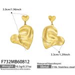 color: F732-Hammered Heart Gold Earrings