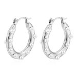 color: Round Set with Stone Earrings Steel Color MS-178