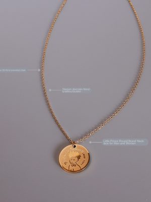 Retro Cartoon Little Prince Pendant round Brand Mid-Length Necklace Sweater Chain Men's and Women's Stainless Steel 18K Gold Plating P499