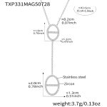 color: TXP331-Steel Color Y Letter Zircon Necklace 41+5cm
