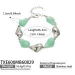color: TXE600-Light Green Color Resin Steel Color Bracelet -20+5cm