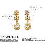 color: F205-White Zircon Gold Earrings
