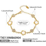 color: TXE139-White Zircon Flower Gold Bracelet -17+5cm