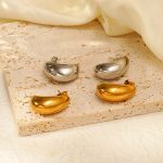 Autumn and Winter Design Advanced Stainless Steel Studs Water Drop Glossy 18K Earrings