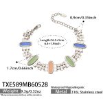 color: TXE589-Mixed Color Cat's Eye Stone Steel Color Bracelet -16.5+5cm