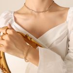 color: P1163-Champagne Color Zircon Necklace -37cm
