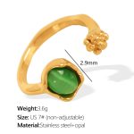 color: JZ84 US Size 7# Green Cat's Eye Gold Ring