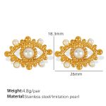 color: EH705 White Bead Gold Earrings