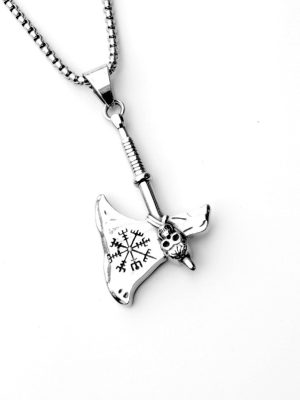 New Stainless Steel Retro Men's Pendant Personality Viking Axe Pendant Necklace