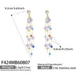 color: F424-Pale Blue Color Natural Crystal Stone Gold Earrings
