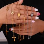 Geometric Cross round Plate Pendant Light Luxury and Simplicity Design Cold Clavicle Chain Stainless Steel Ornament