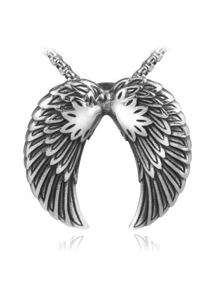 Punk Stainless Steel Angel Wings Pendant Necklace Pendant Sweater Chain