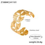 color: Z188-Gold Ginkgo Leaf Open Bangle