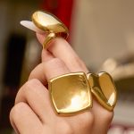 Stainless Steel Dropper Square Love Heart-Shaped Ring Design Open Light Luxury Commuter Index Finger Ring