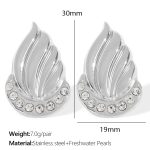 color: EH812 White Rhinestone Silver Earrings