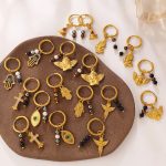 Retro Angel Devil Eye DIY Multi-Element Pendant Earrings Plated 18K Dold Pearl Earrings