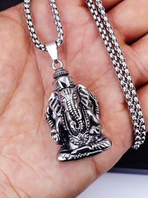 New stainless steel necklace, men's ornament, vintage Thai elephant pendant, personalized