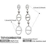 color: TXF456-Box Link Steel Color Earrings