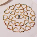 Heart Color Zircon Buckle Earrings Stainless Steel Plated 18K Real Gold All-Match Earrings
