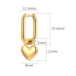 color: 2.0 Rectangle Hanging Small Heart Pendant Earrings Gold MS-659
