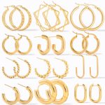 Stainless Steel Earrings 18K Gold Women's Ear Clip Geometric Circular Earrings Decoration Design