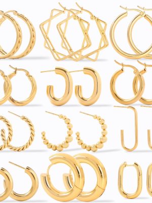 Stainless Steel Earrings 18K Gold Women's Ear Clip Geometric Circular Earrings Decoration Design
