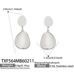 color: TXF564-Steel Color White Cat's Eye Stone Earrings
