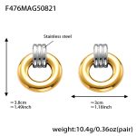 color: F476-Two-tone Gold Round Hollow Earrings