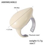 color: A889-Steel Color White Enamel Ring / size: US 7
