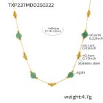 color: TXP237-Round Bead Green Color Natural Stone Necklace 40+5cm (Natural Stone Color May Vary ， Order with Caution)