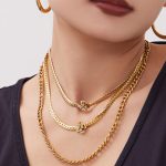Cold 5A Zircon Double-Layer Flower Necklace Stainless Steel Advanced Bracelet Set Female Accessories