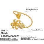 color: A1000-White Zircon Octopus Open Ring -J