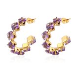 color: Claw Earrings Purple Rhinestone MS-498