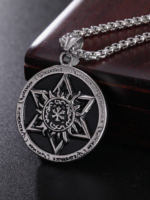 2026 Stainless Steel Necklace Personalized Retro Disc Six-Pointed Star Long Men's Pendant Accessories Hip Hop