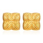 color: Stamped Square Earrings Gold MS-391