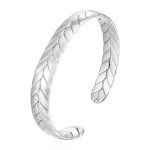 color: Wide Band Wheat Ear Bangle Steel Color