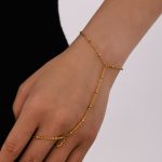 Bead Finger Chain Stainless Steel 18K Gold Plated Hand Fade Female Personality Hand Jewelry