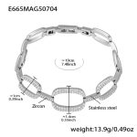 color: E665-Steel Color 5A Zircon Full Pave Bracelet 16+5cm