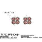 color: TXF225-Pink Color Zircon Steel Color Earrings