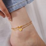 New Double Layers Loving Heart Love Pendant Anklet for Women Cold Simple