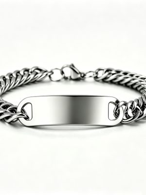 2026 Coarse Grinding Chain Cuban Bracelet Glossy Blank Curved Brand Men's Bracelet Stainless Steel Supply Ornament