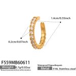 color: F559-Inlaid 5A Zircon Gold Ear Clip 1 PC