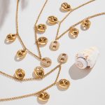 Stainless Steel Pig Nose Button Zircon-Inlaid Pendant Necklace Stitching Bracelet Plated 18K Gold Accessories